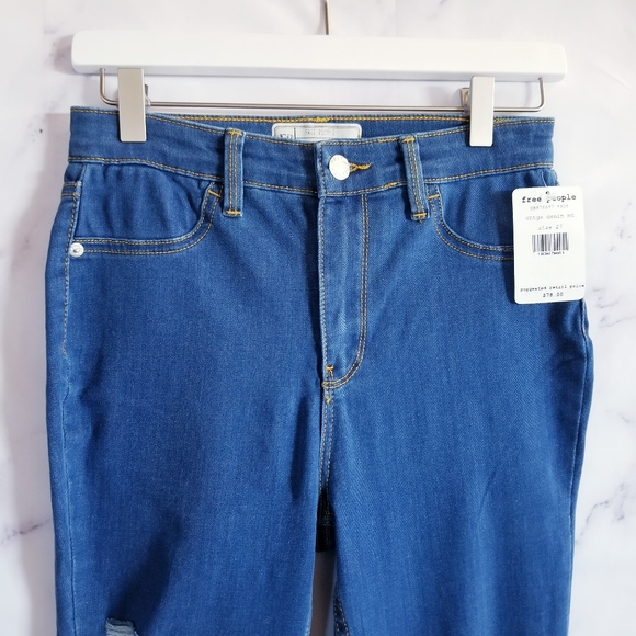 FREE PEOPLE High-Rise Skinny Distressed Jeans - Picture 1 of 13